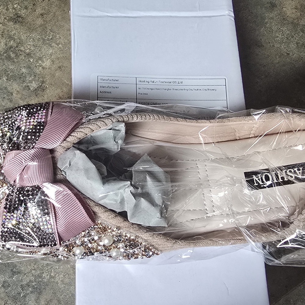 Sequin Embellished Flats with Bow Accent. Womens Sz 9-9 1/2 NIB